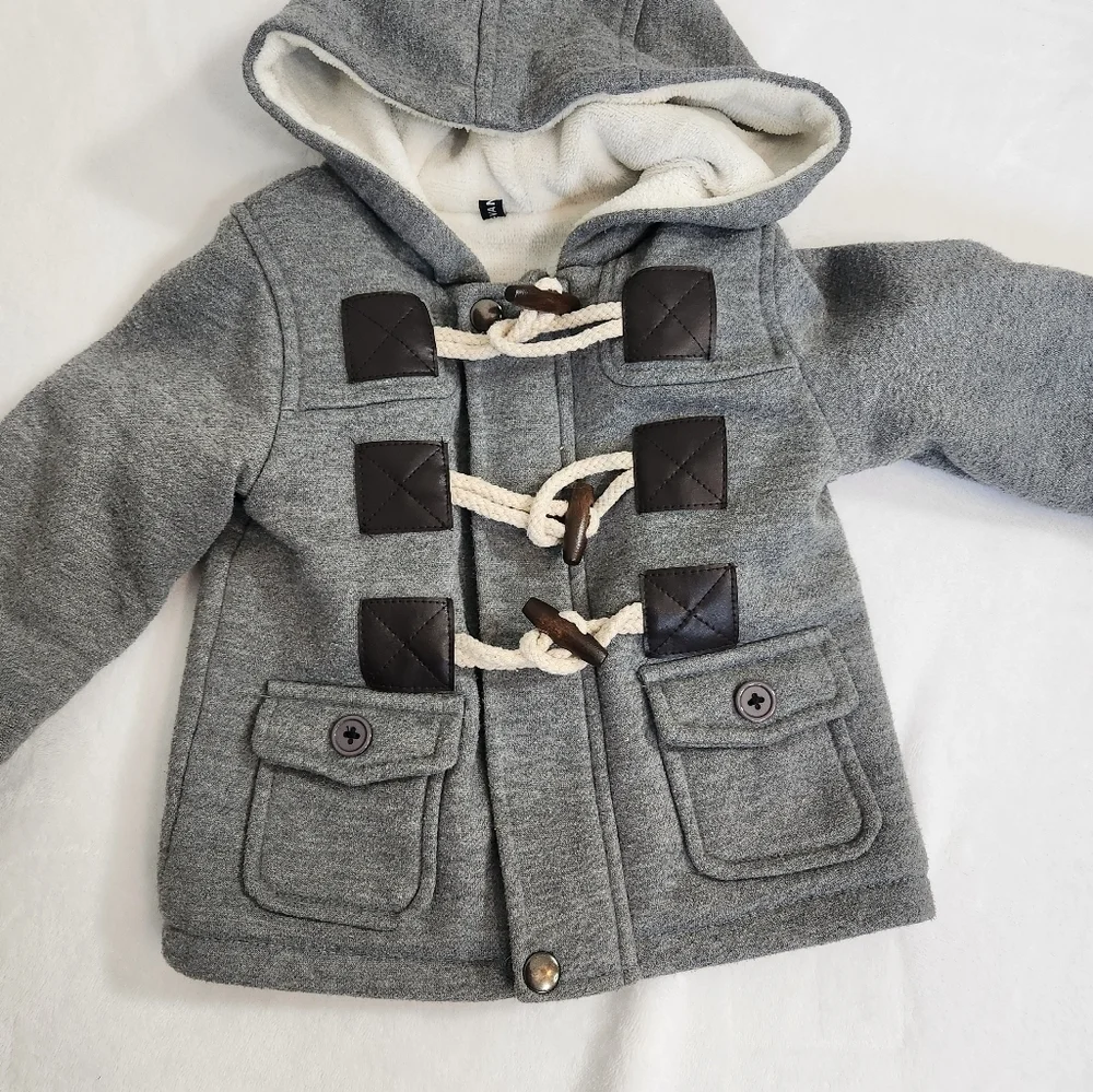 Gray Toggle Pea Coat for Kids - Unisex size 9- 12 months